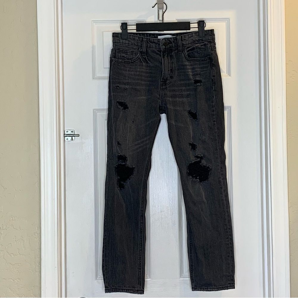Hidden Distressed High Rise Black Cropped Jeans Size 25